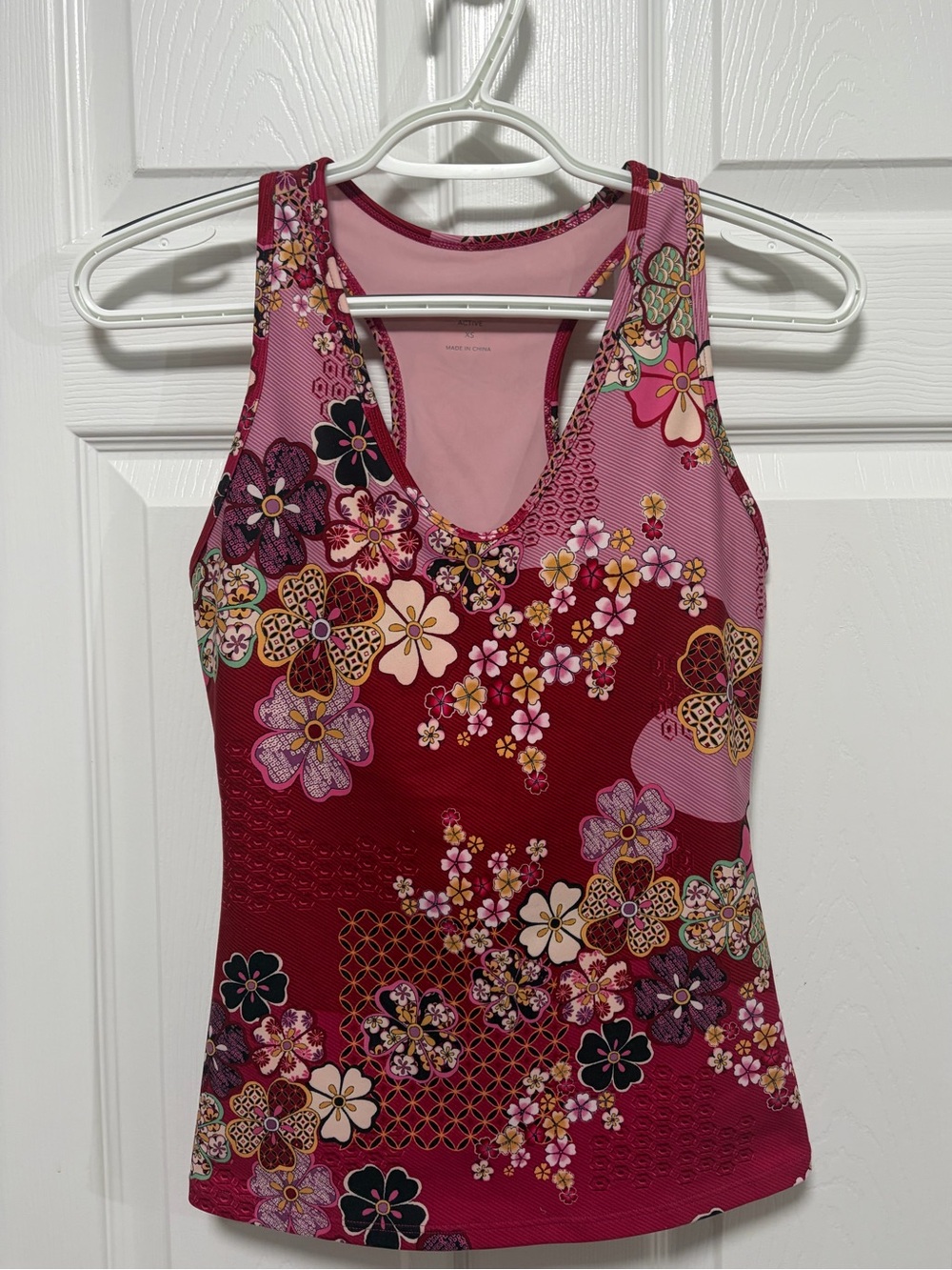 Johnny Was Yama Bee Active Floral Racerback Tank Top Boho Athletic Size XS